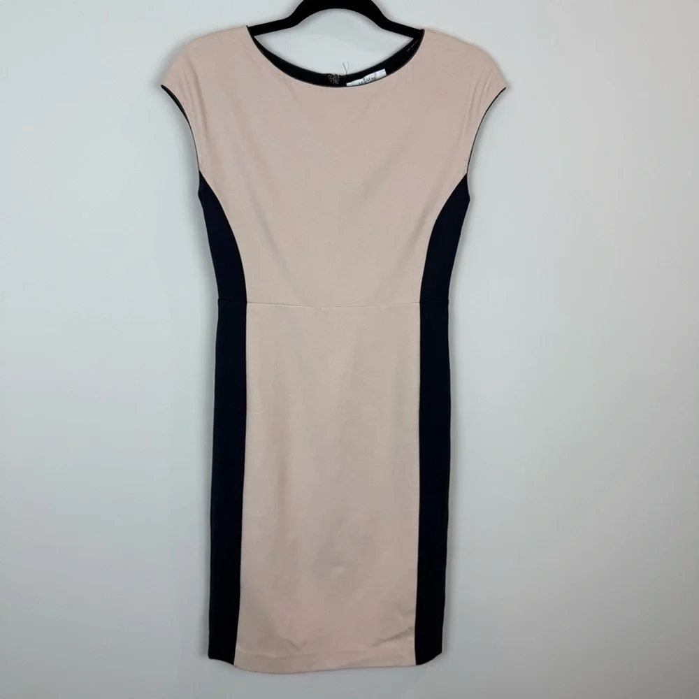 MaxMara Black Cream Colorblock Cap Sleeve Career Dress Sz 6